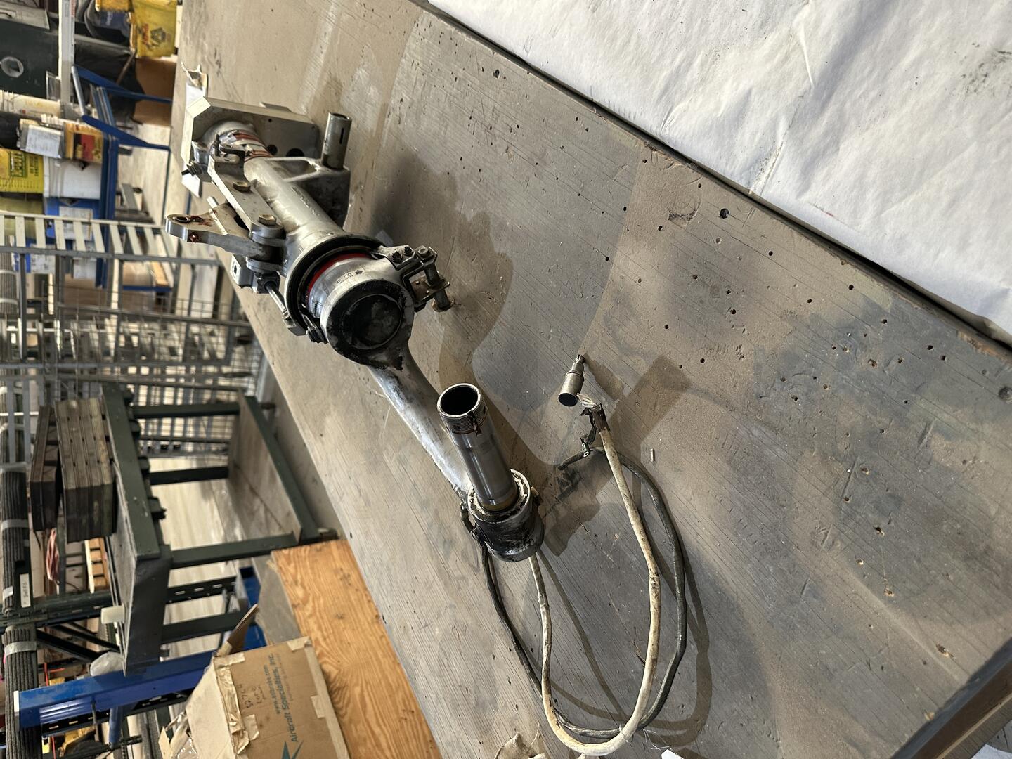 Landing gear strut in workshop